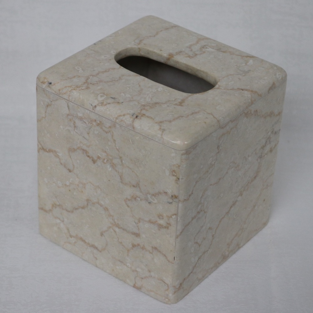 GENUINE MARBLE BATHROOM TISSUE BOX COVER HOLDER - CHAMPAGNE #B